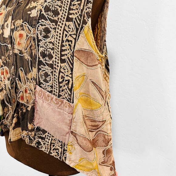 Sacred Threads M/L Button Up Patchwork Top Western Boho Artsy Hippie Eclectic - Picture 5 of 12